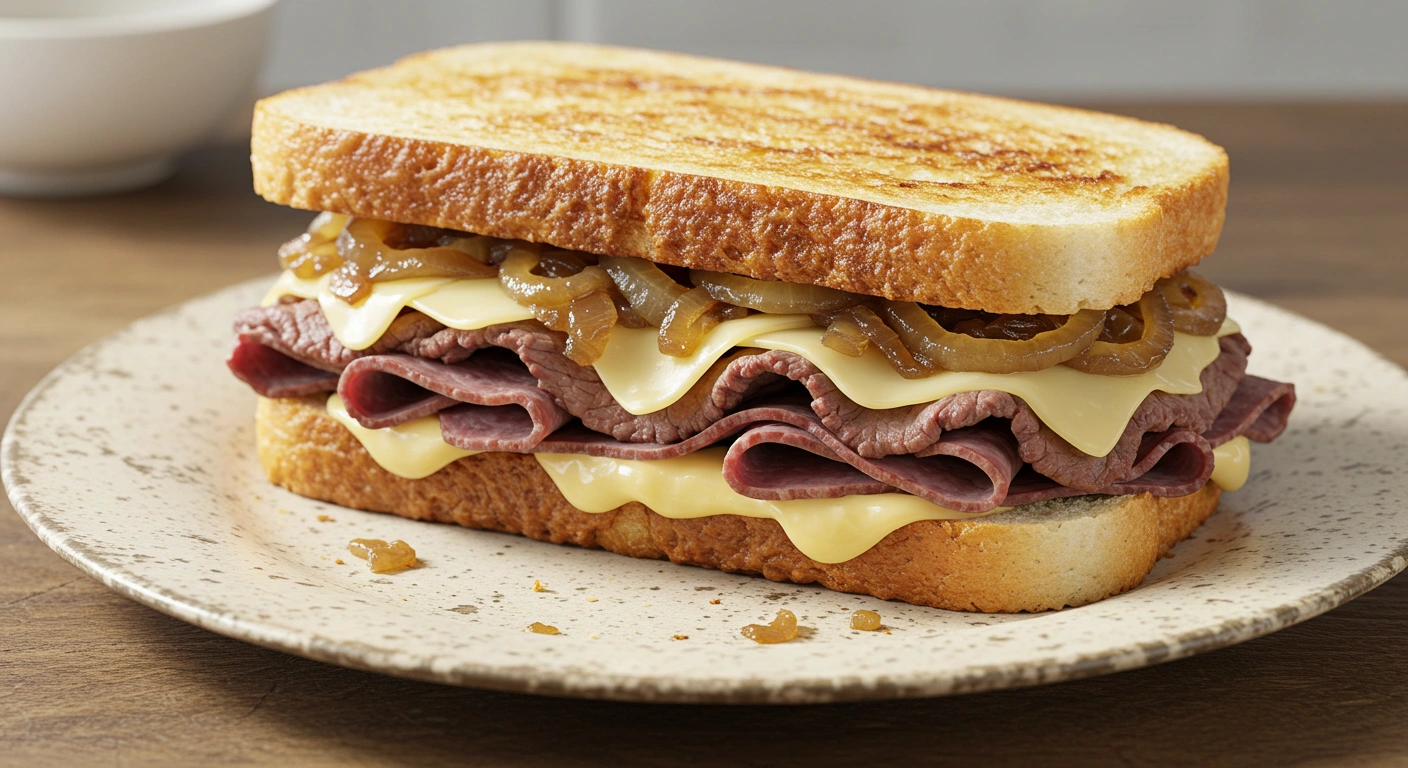 Shaved Steak Cheese and Onion Sandwiches - secondary view